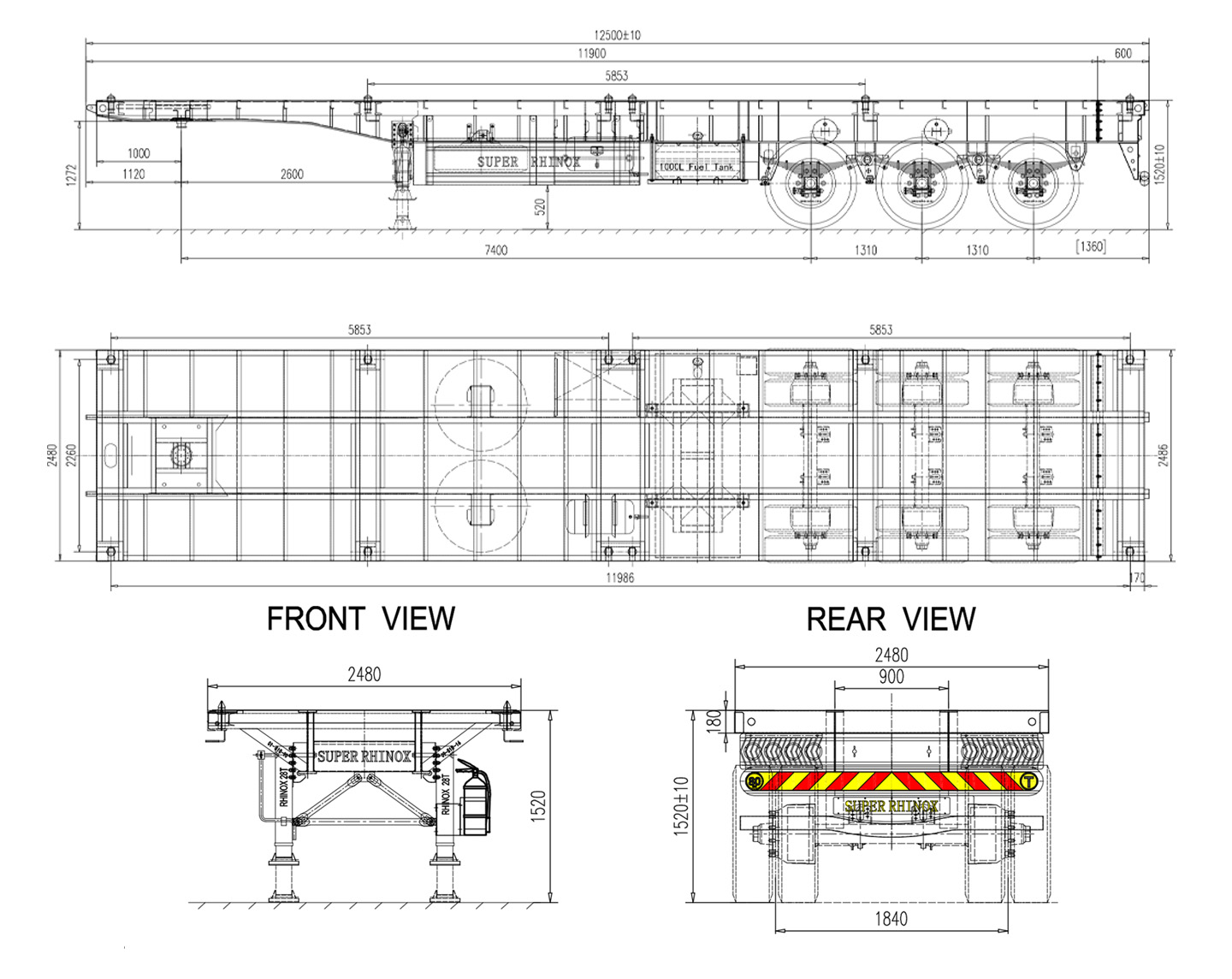 container transport trailer size