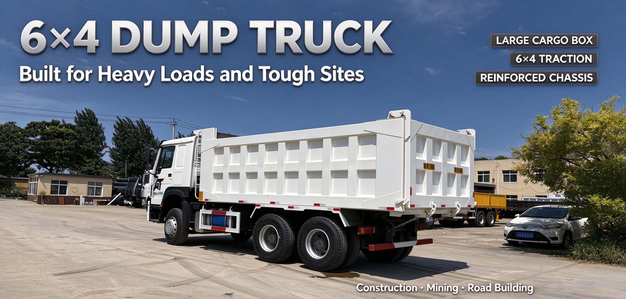 6x4 Heavy Duty Dump Truck for Sale - Large Cargo Box & Reinforced Chassis