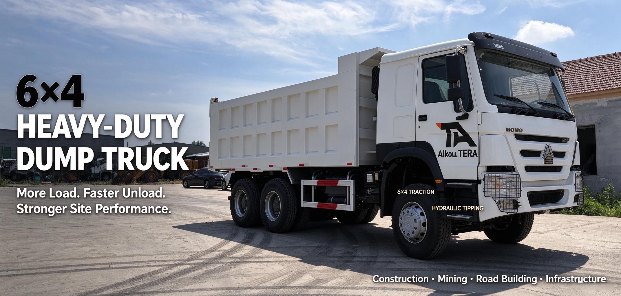 6x4 Heavy-Duty Tipper Dump Truck Hydraulic Tipping, 6x4 Traction, More Load & Faster Unload 