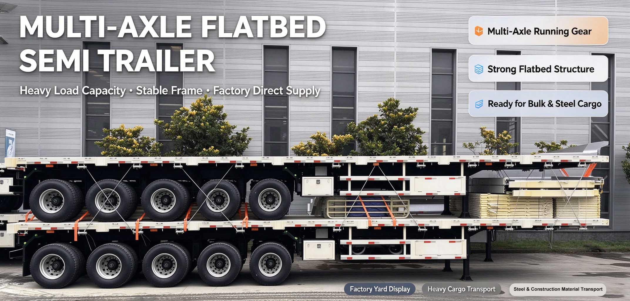 Multi-Axle Flatbed Semi Trailer for Heavy Steel & Bulk Cargo Transport - Factory Direct Supply Multi-Axle Flatbed Semi Trailer for Heavy Steel & Bulk Cargo Transport - Factory Direct Supply