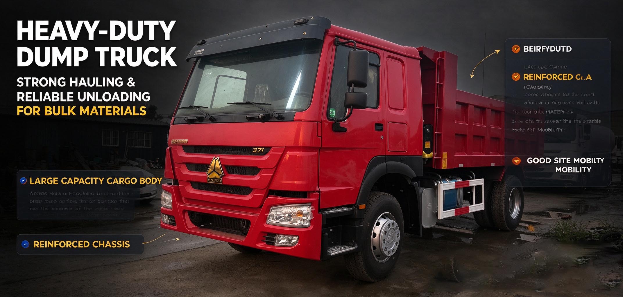 Heavy-Duty Hydraulic Tipper Truck with Large Capacity Cargo Body, Reinforced Chassis, Strong Hauling