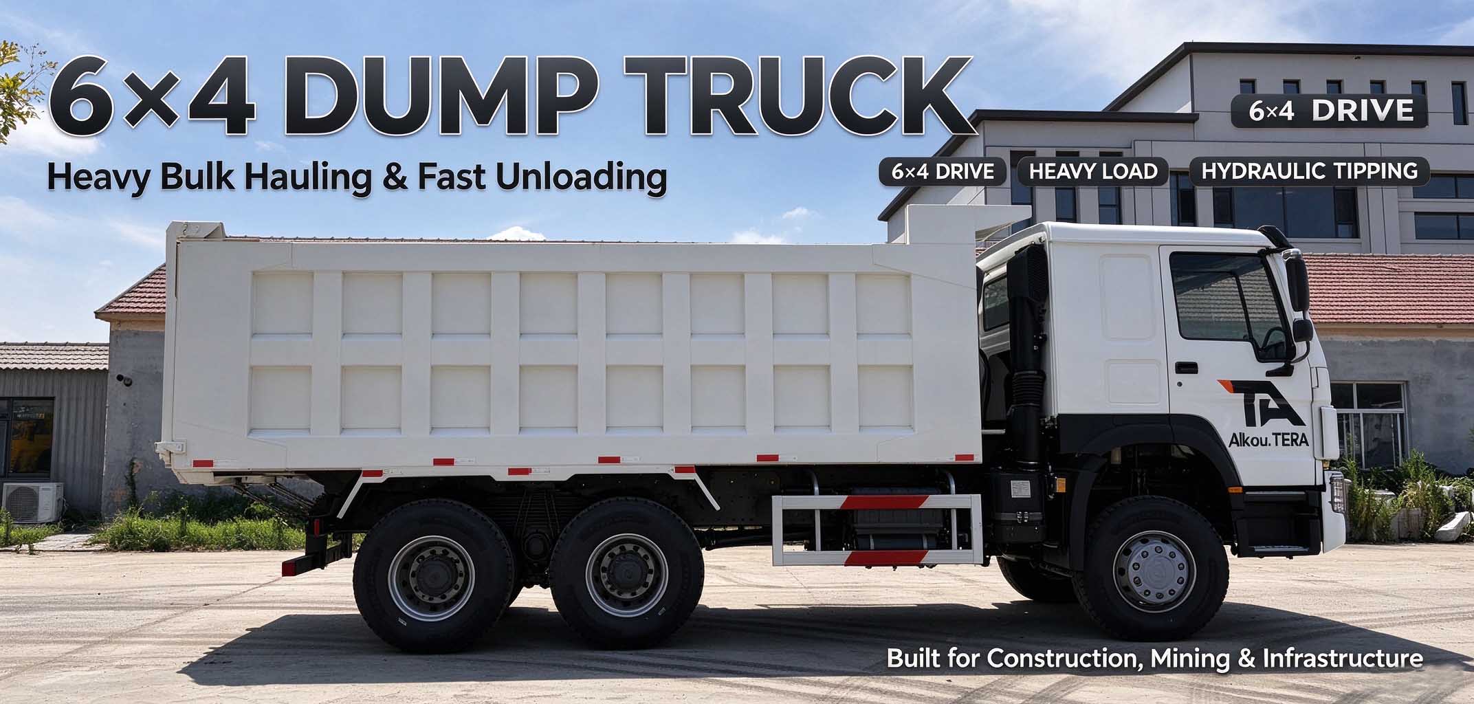 6x4 Tipper Dump Truck with Heavy Bulk Hauling, Fast Unloading & Hydraulic Tipping for Construction, Mining & Infrastructure